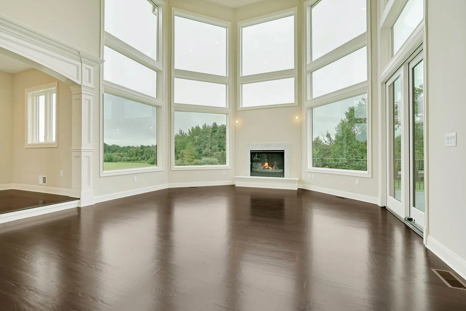 Spacious room with large windows