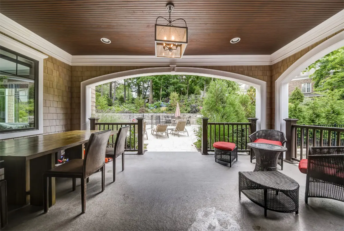 Covered patio with outdoor seating area